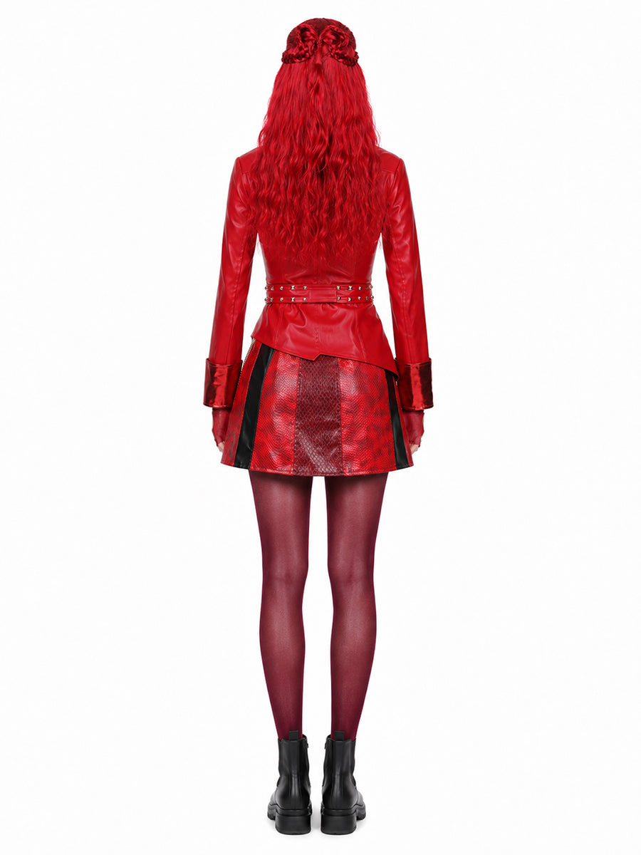 Descendants 5 Red Costume Descendants Wicked Wonderland PU Leather Red Princess Outfit