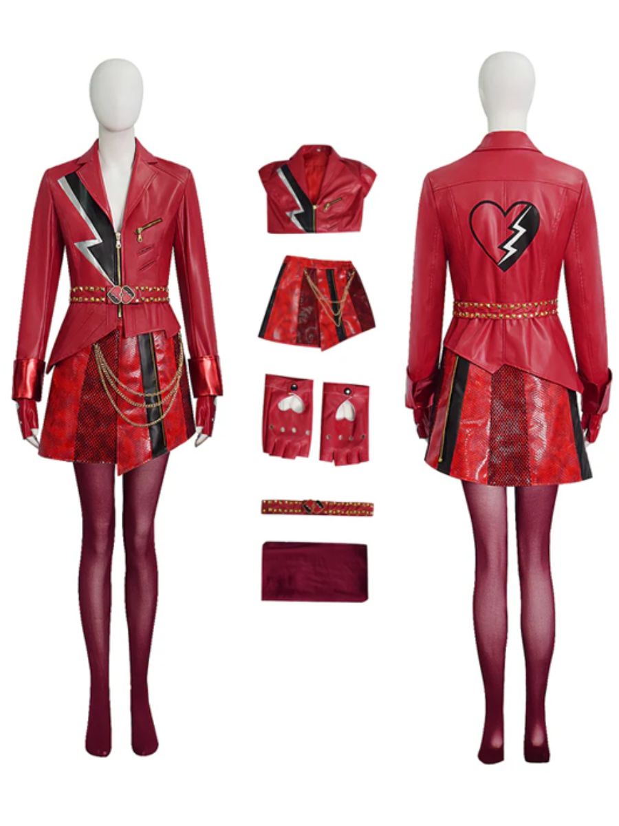 Descendants 5 Red Costume Descendants Wicked Wonderland PU Leather Red Princess Outfit