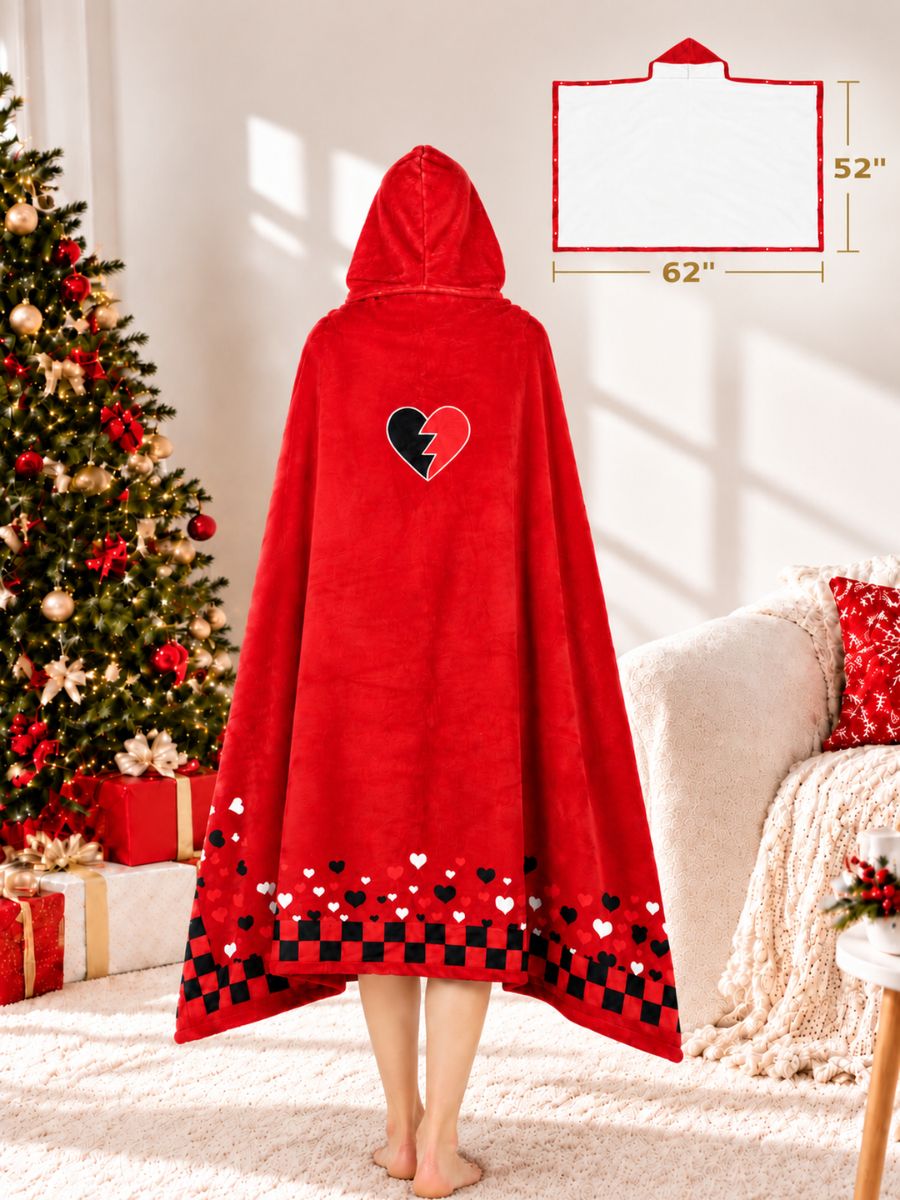Descendants 5 Red Blanket Poncho Christmas Fleece Hooded Cloak 