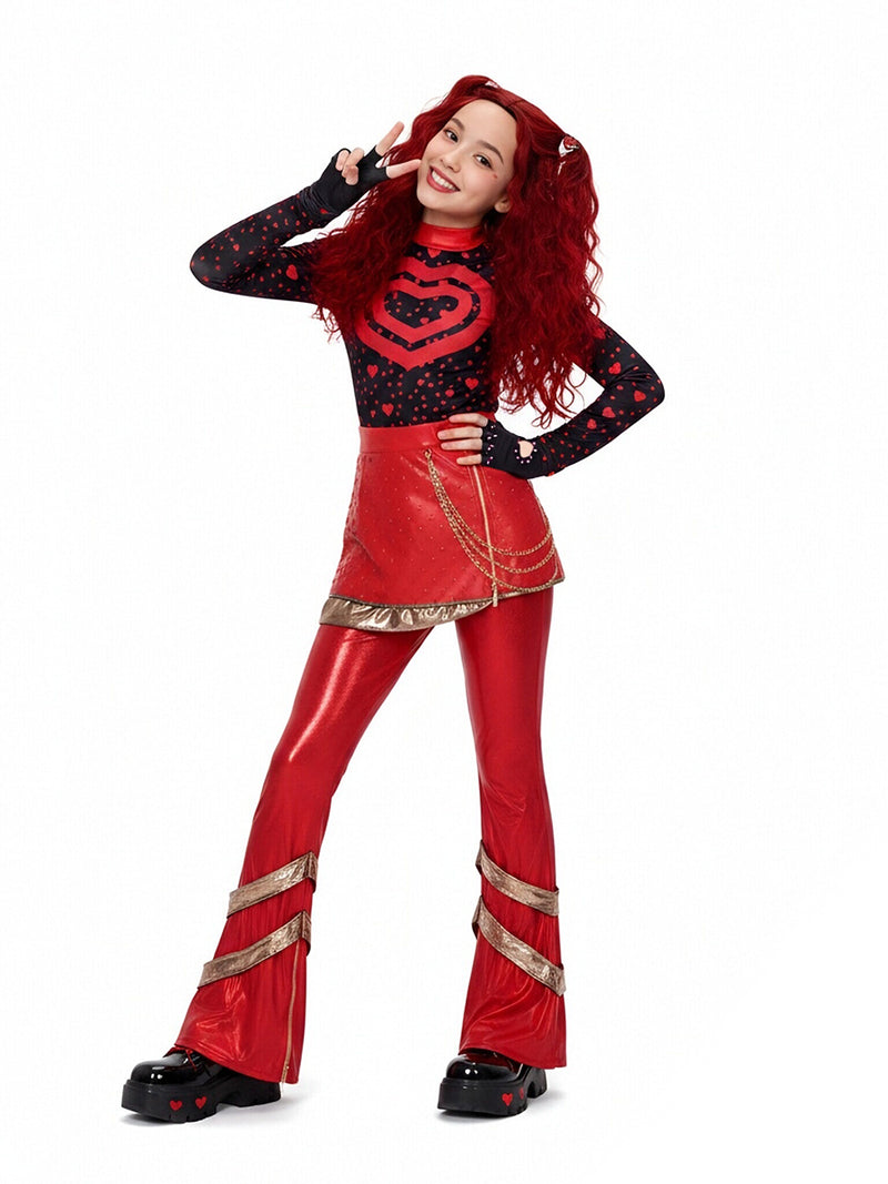 Descendants 5 Red Costume Descendants Wicked Wonderland Princess Red PU Leather Outfit