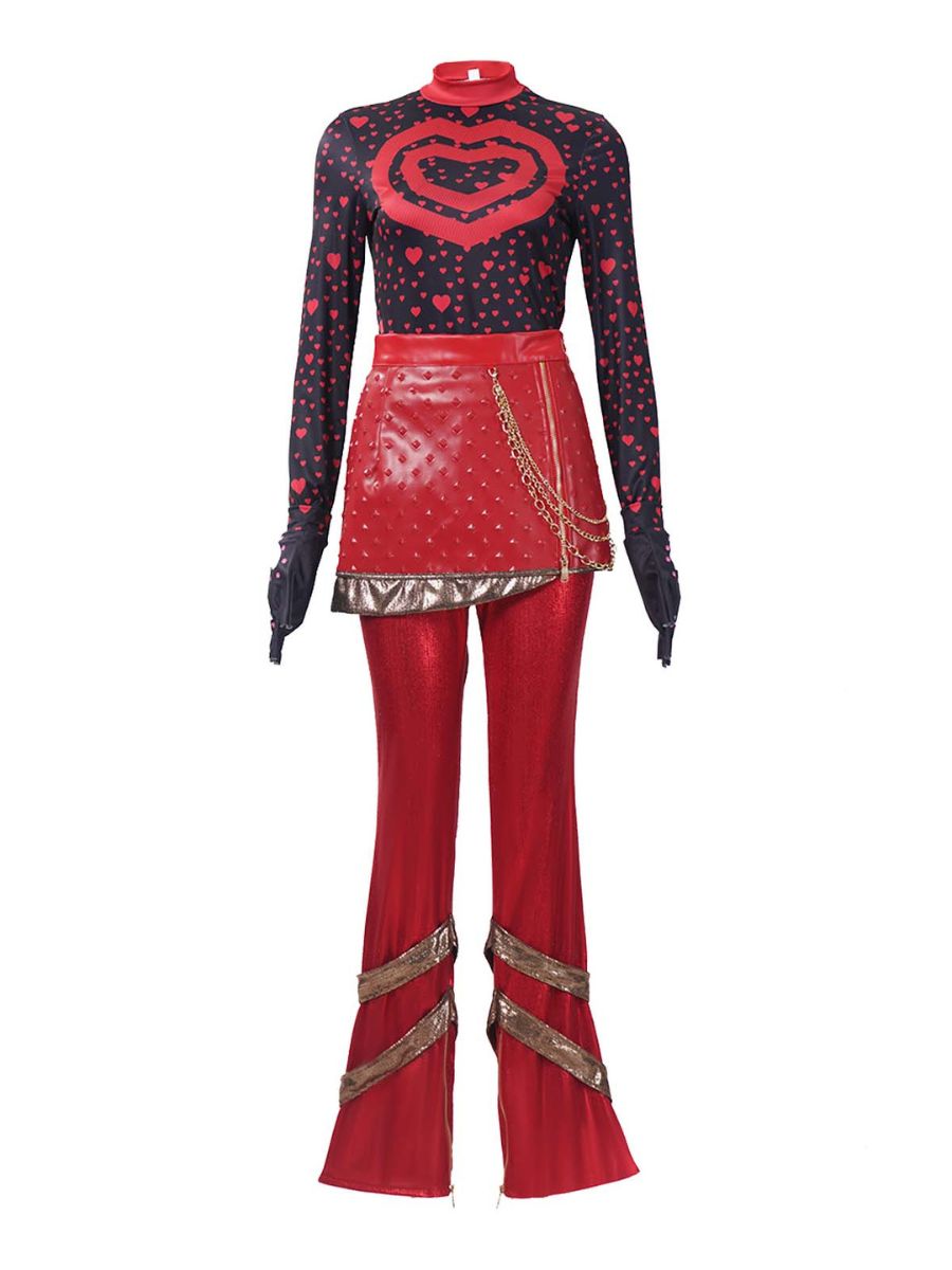Descendants 5 Red Costume Descendants Wicked Wonderland Princess Red PU Leather Outfit
