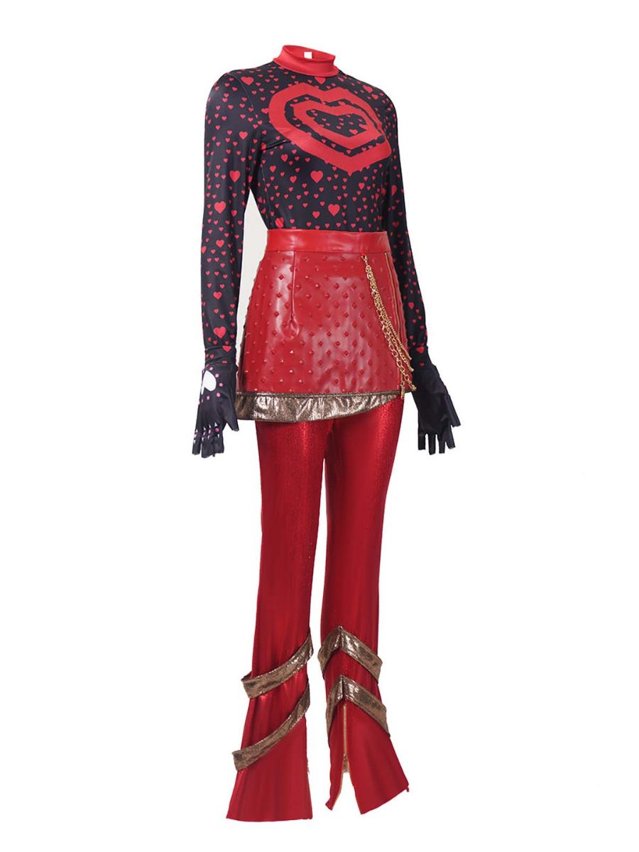 Descendants 5 Red Costume Descendants Wicked Wonderland Princess Red PU Leather Outfit