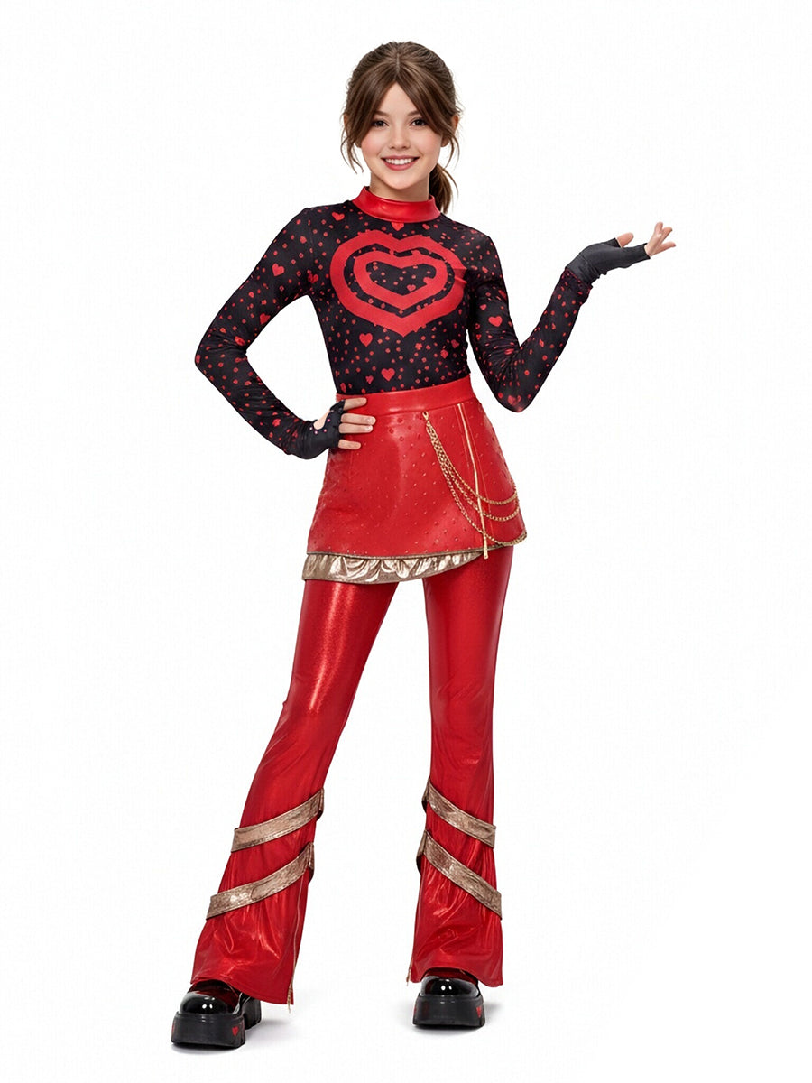 Descendants 5 Red Costume Descendants Wicked Wonderland Princess Red PU Leather Outfit