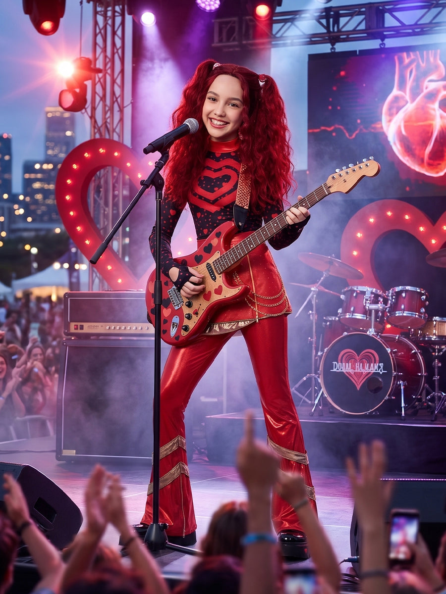 Descendants 5 Red Costume Descendants Wicked Wonderland Princess Red PU Leather Outfit
