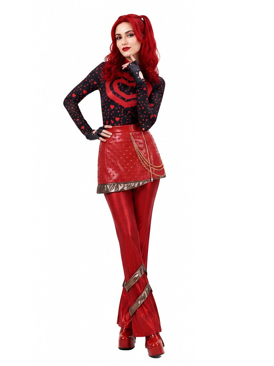 Descendants 5 Red Costume Descendants Wicked Wonderland Princess Red PU Leather Outfit