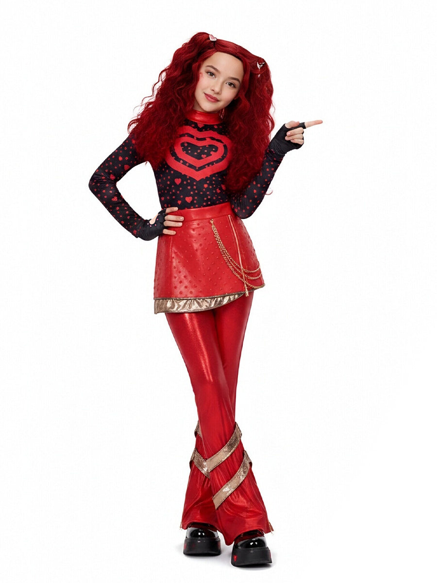 Descendants 5 Red Costume Descendants Wicked Wonderland Princess Red PU Leather Outfit