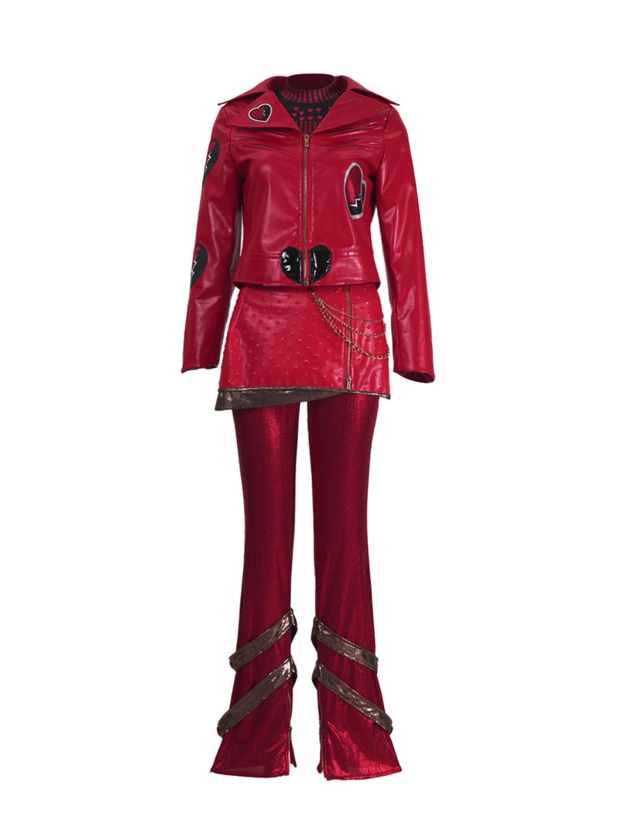Descendants 5 Red Costume Descendants Wicked Wonderland Red Princess PU Leather Outfit