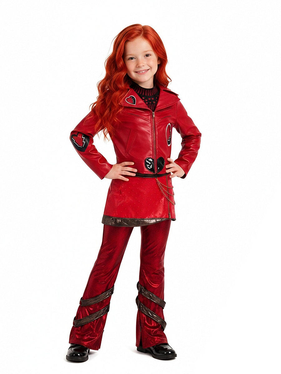 Descendants 5 Red Costume Descendants Wicked Wonderland Red Princess PU Leather Outfit