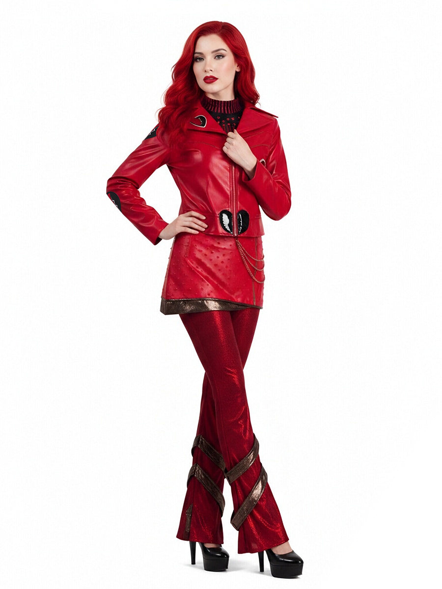 Descendants 5 Red Costume Descendants Wicked Wonderland Red Princess PU Leather Outfit