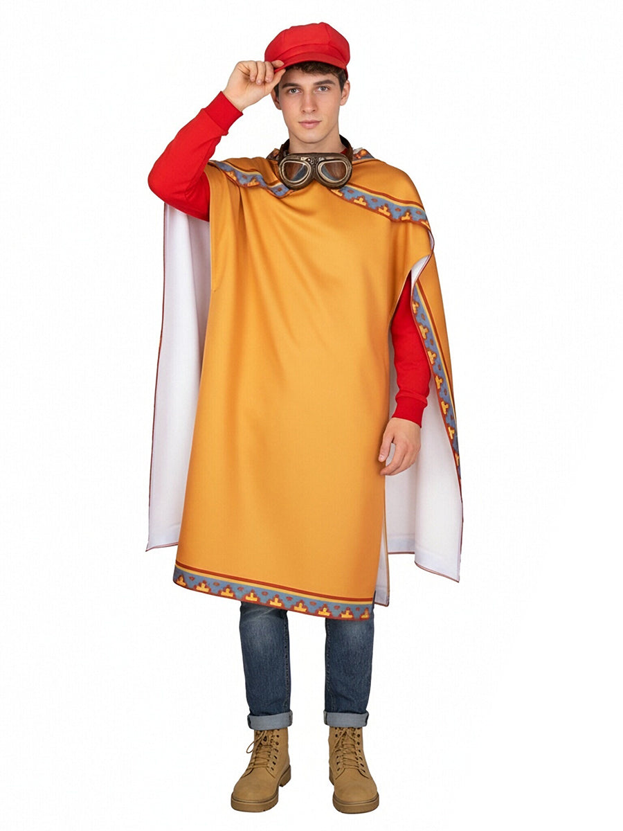 Super Mario Costume for Kids and Adult Mario Plumber Poncho with Goggles and Hat