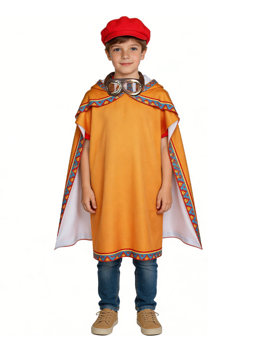 Super Mario Costume for Kids and Adult Mario Plumber Poncho with Goggles and Hat