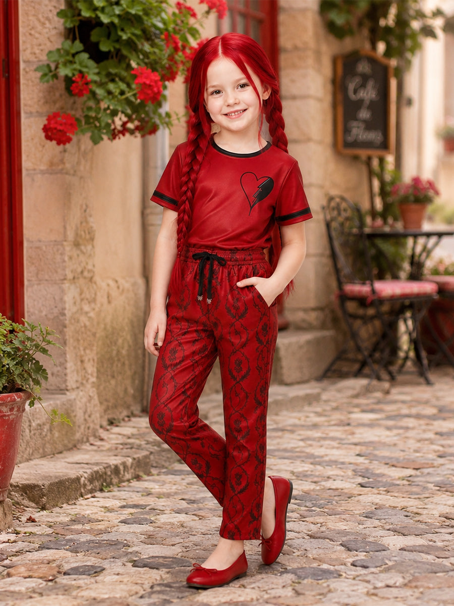 Descendants 5 Red Costume Descendants Wicked Wonderland Red Princess Heart Graphic Tee and Pants