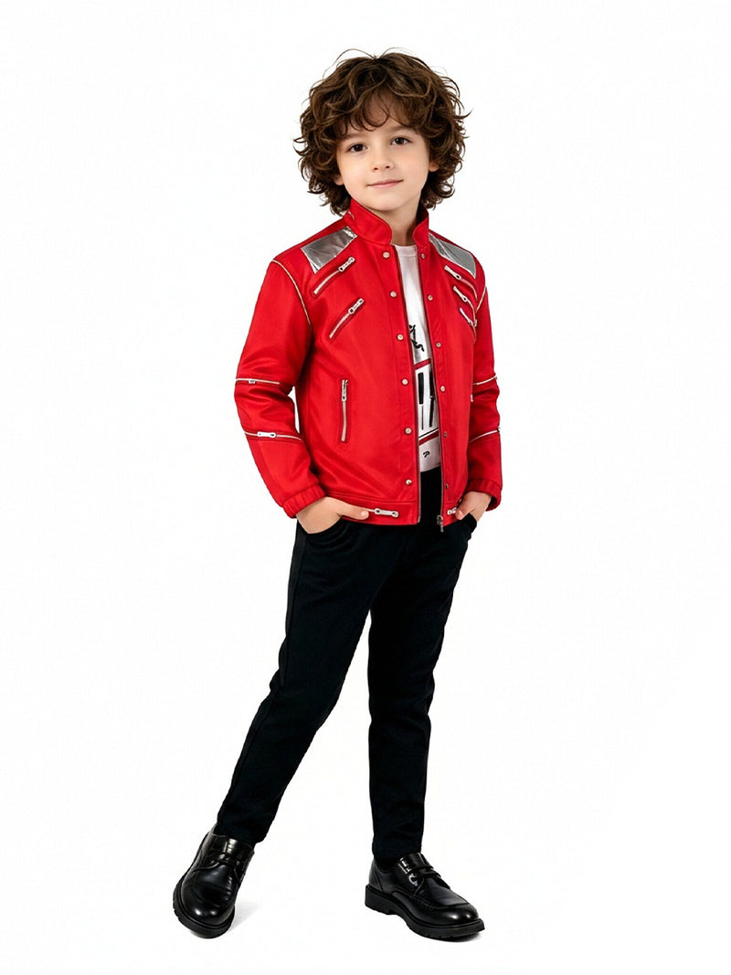 Michael Jackson Beat It Costume for Adults and Kids Retro Pop King 3D Print Performance Outfit
