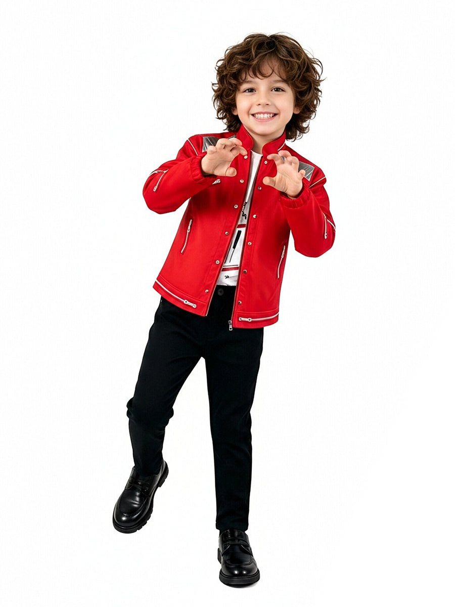 Michael Jackson Beat It Costume for Adults and Kids Retro Pop King 3D Print Performance Outfit