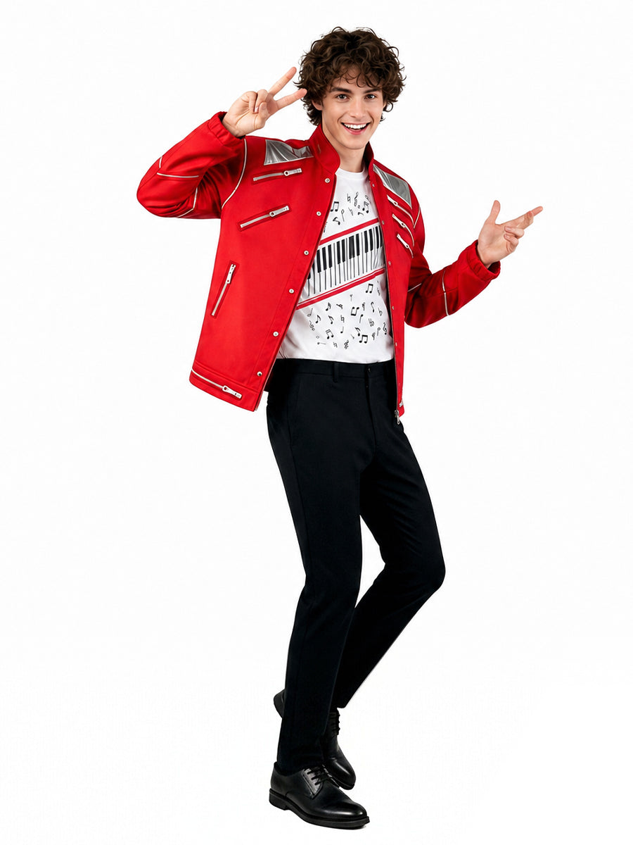 Michael Jackson Beat It Costume for Adults and Kids Retro Pop King 3D Print Performance Outfit