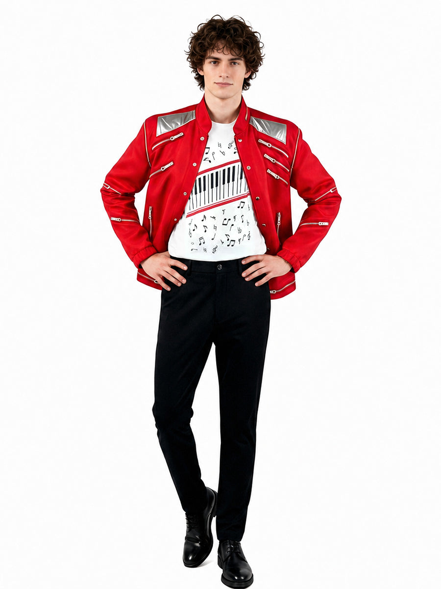 Michael Jackson Beat It Costume for Adults and Kids Retro Pop King 3D Print Performance Outfit