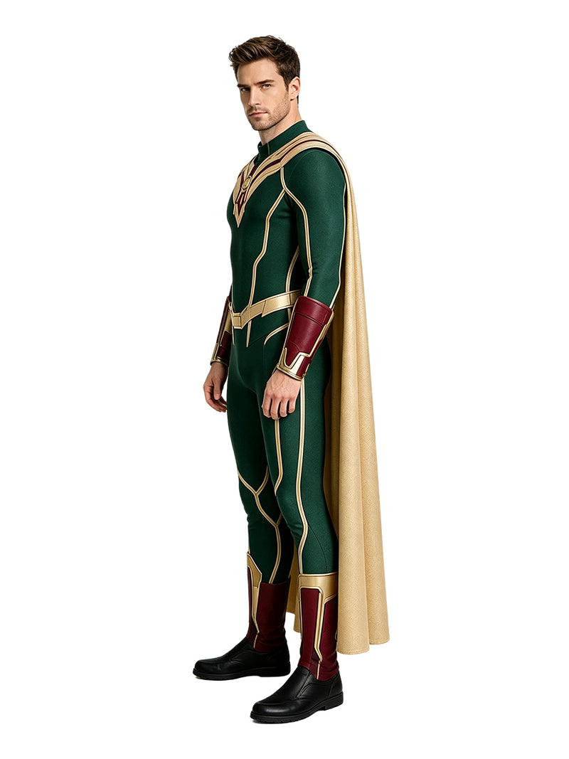 Men's Vision Jumpsuit Costume VisionQuest Retro Hero Comic Cosplay Suit 