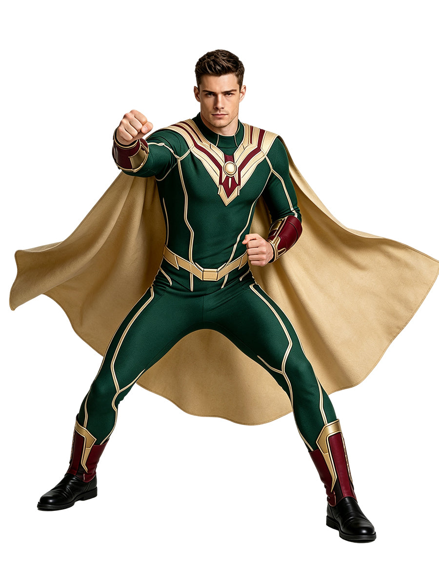 Men's Vision Jumpsuit Costume VisionQuest Retro Hero Comic Cosplay Suit 
