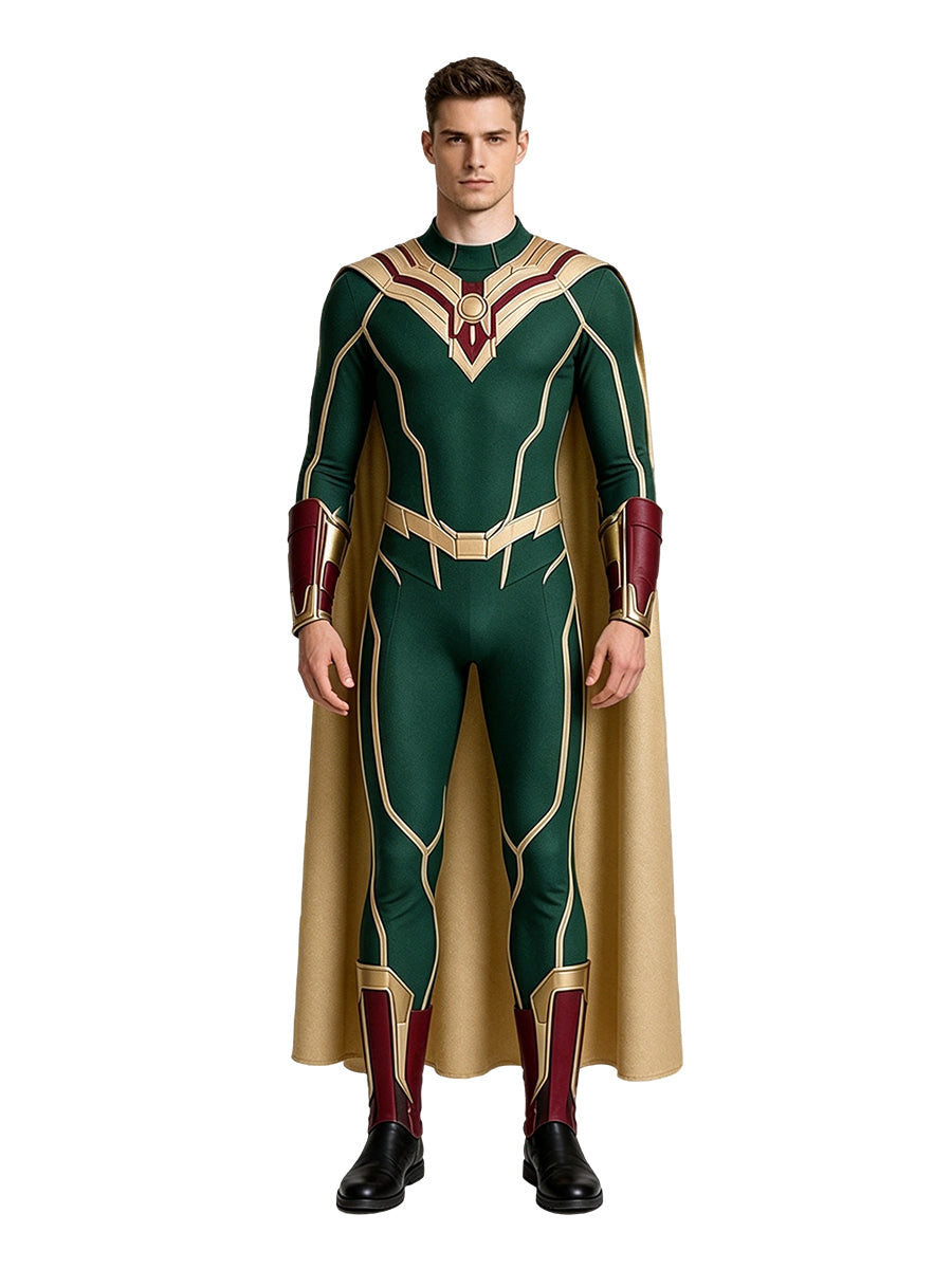 Men's Vision Jumpsuit Costume VisionQuest Retro Hero Comic Cosplay Suit 
