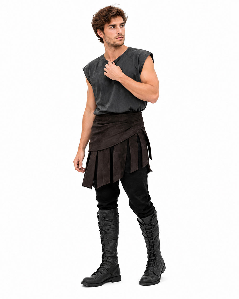 The Odyssey Costume Men's Retro Medieval Fighter Outfit Ancient Greek Warrior Suit 