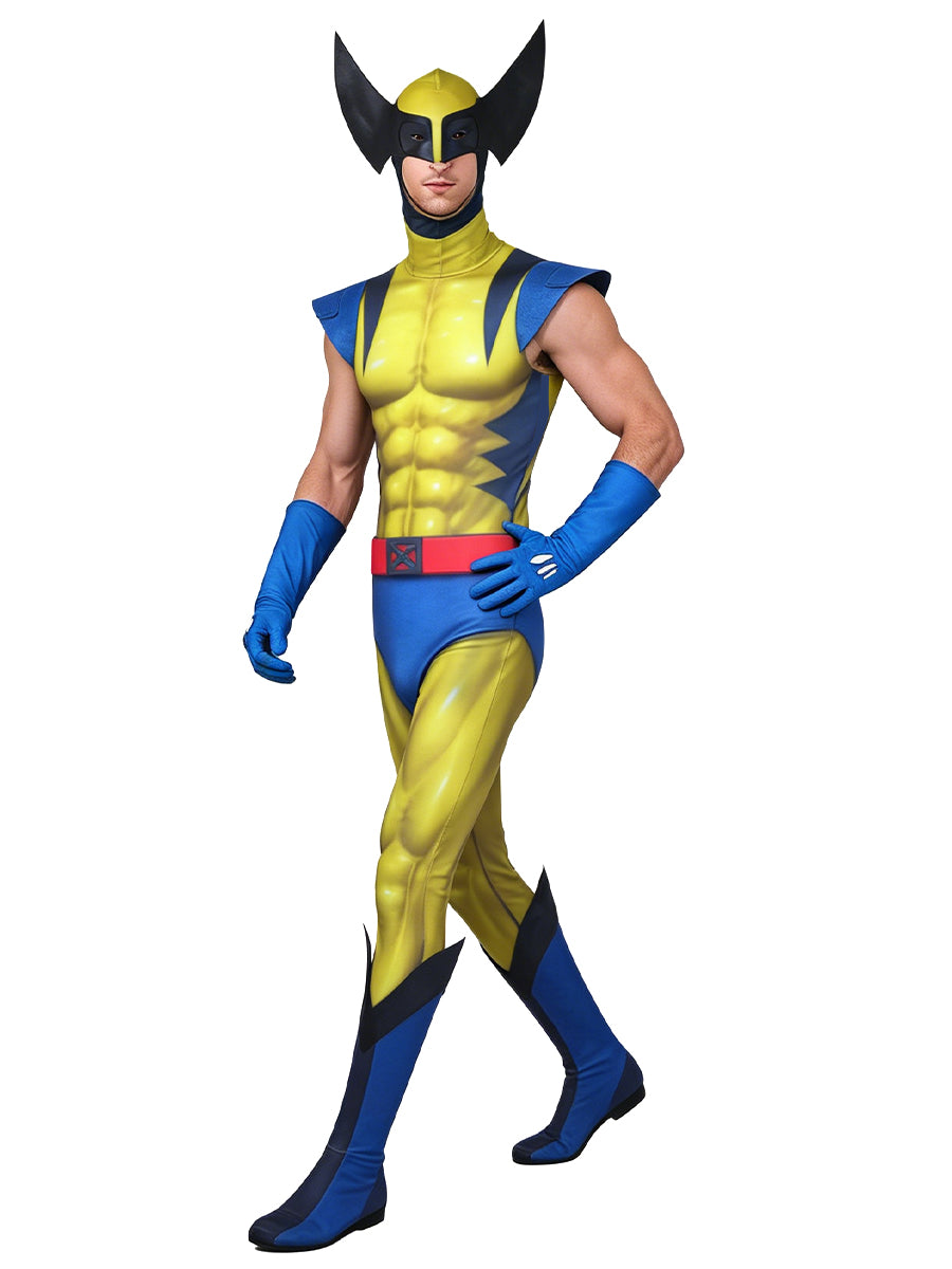 X-Men 97 Wolverine Costume Yellow Mutant Hero Full Body Muscle Print Jumpsuit