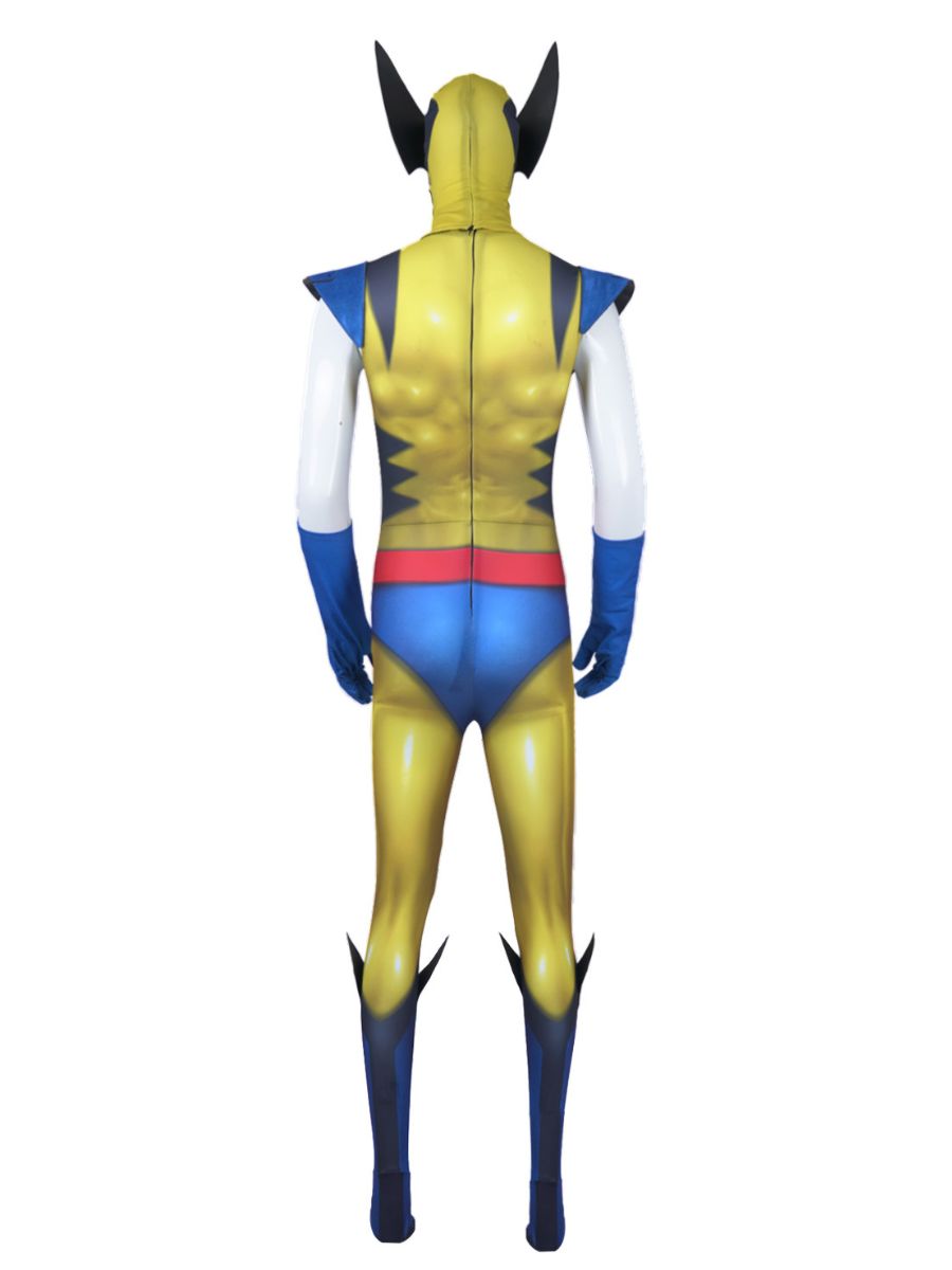 X-Men 97 Wolverine Costume Yellow Mutant Hero Full Body Muscle Print Jumpsuit