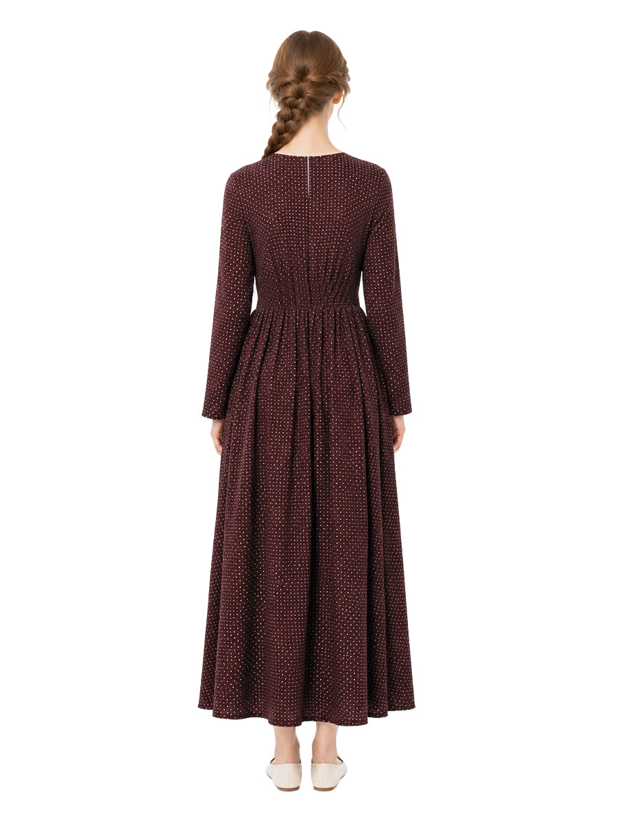 Little House on the Prairie Laura Ingalls Costume Retro Polka Dot Maxi Dress