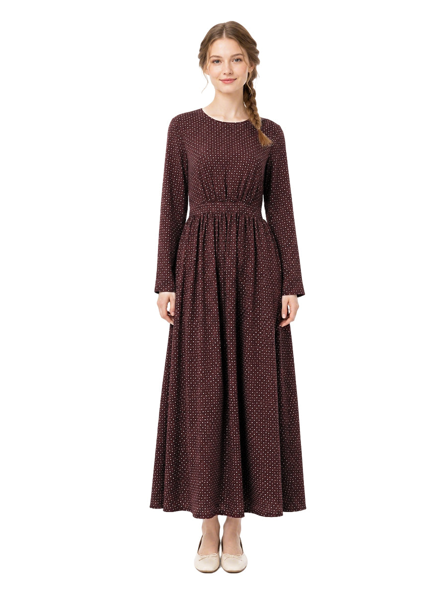 Little House on the Prairie Laura Ingalls Costume Retro Polka Dot Maxi Dress