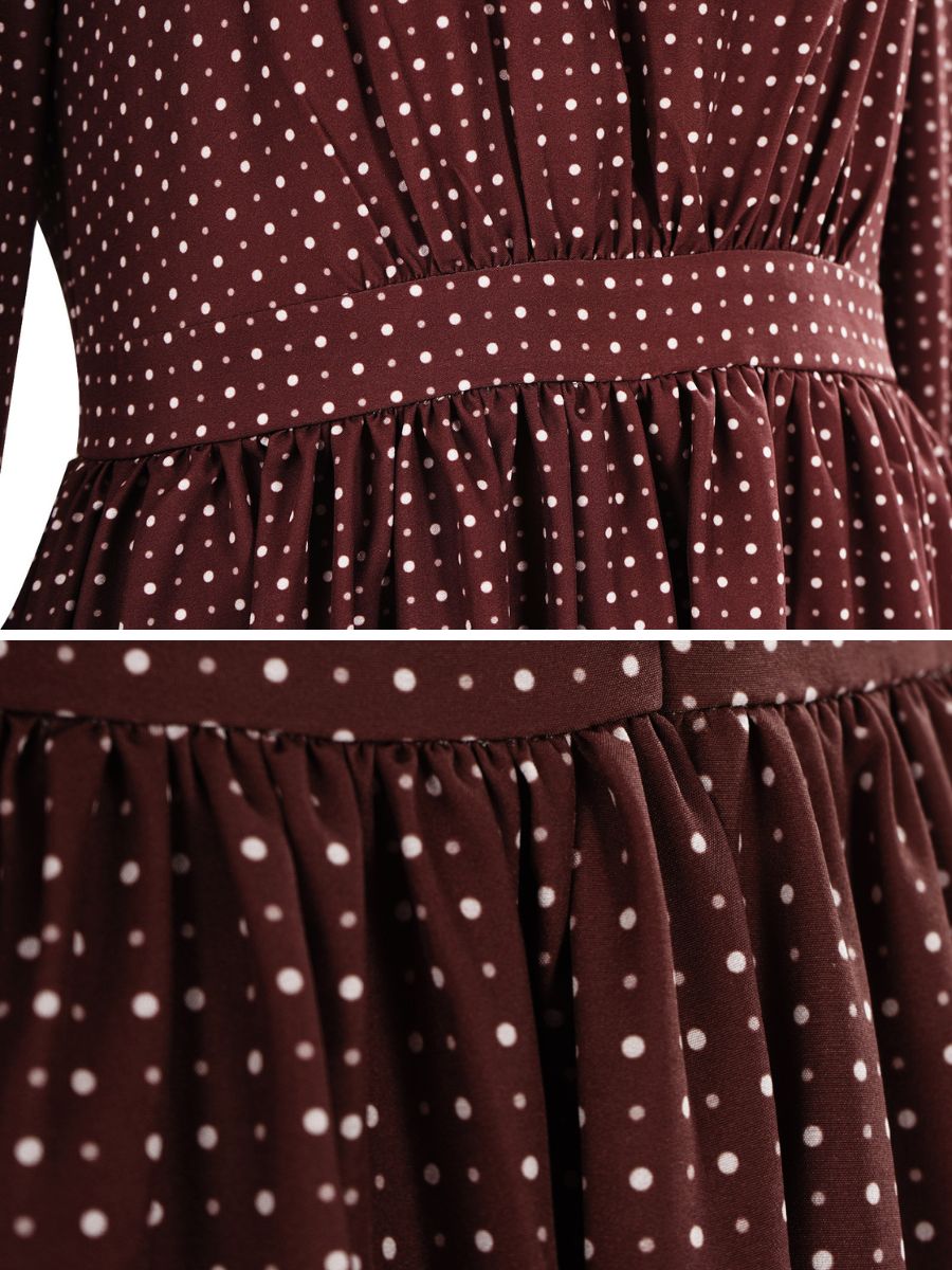 Little House on the Prairie Laura Ingalls Costume Retro Polka Dot Maxi Dress