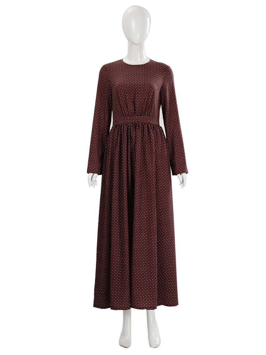 Little House on the Prairie Laura Ingalls Costume Retro Polka Dot Maxi Dress