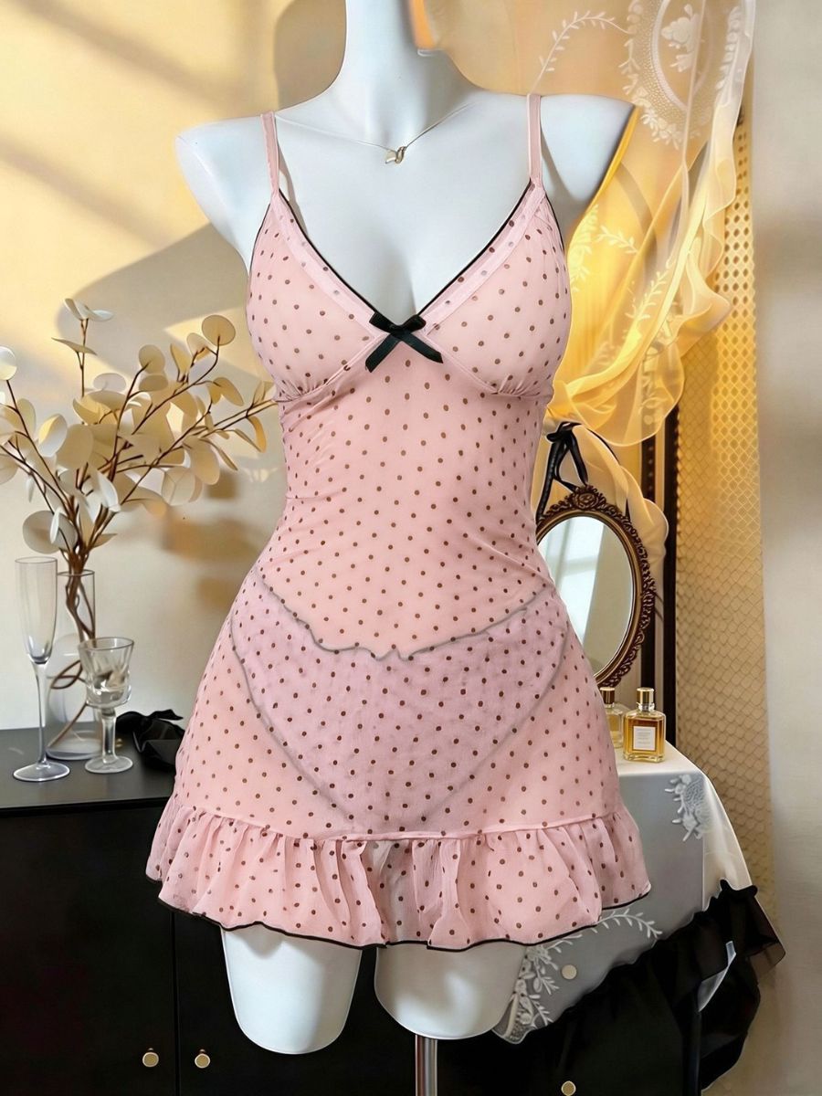 Christmas Lingerie Mystery Box Pink Polka Dot Loungewear Gift Box Set