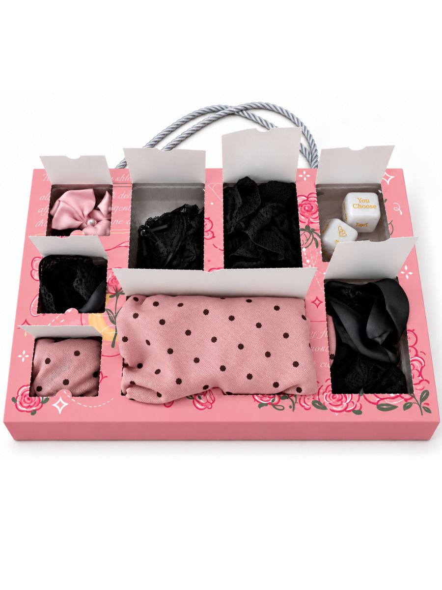 Christmas Lingerie Mystery Box Pink Polka Dot Loungewear Gift Box Set