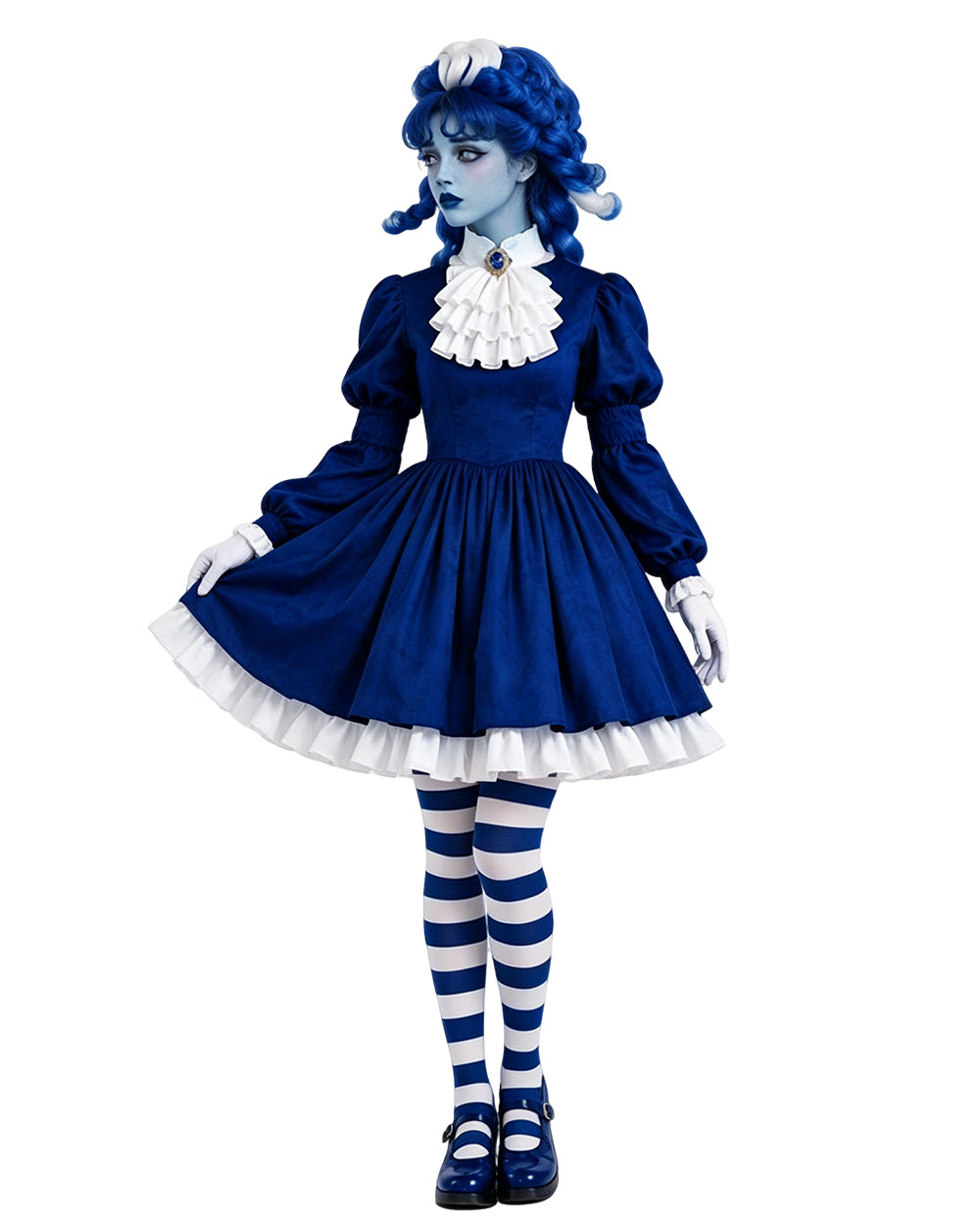  I Am Frankelda Costume Francisca Imelda Cosplay Outfit Royal Blue Doll Dress Set