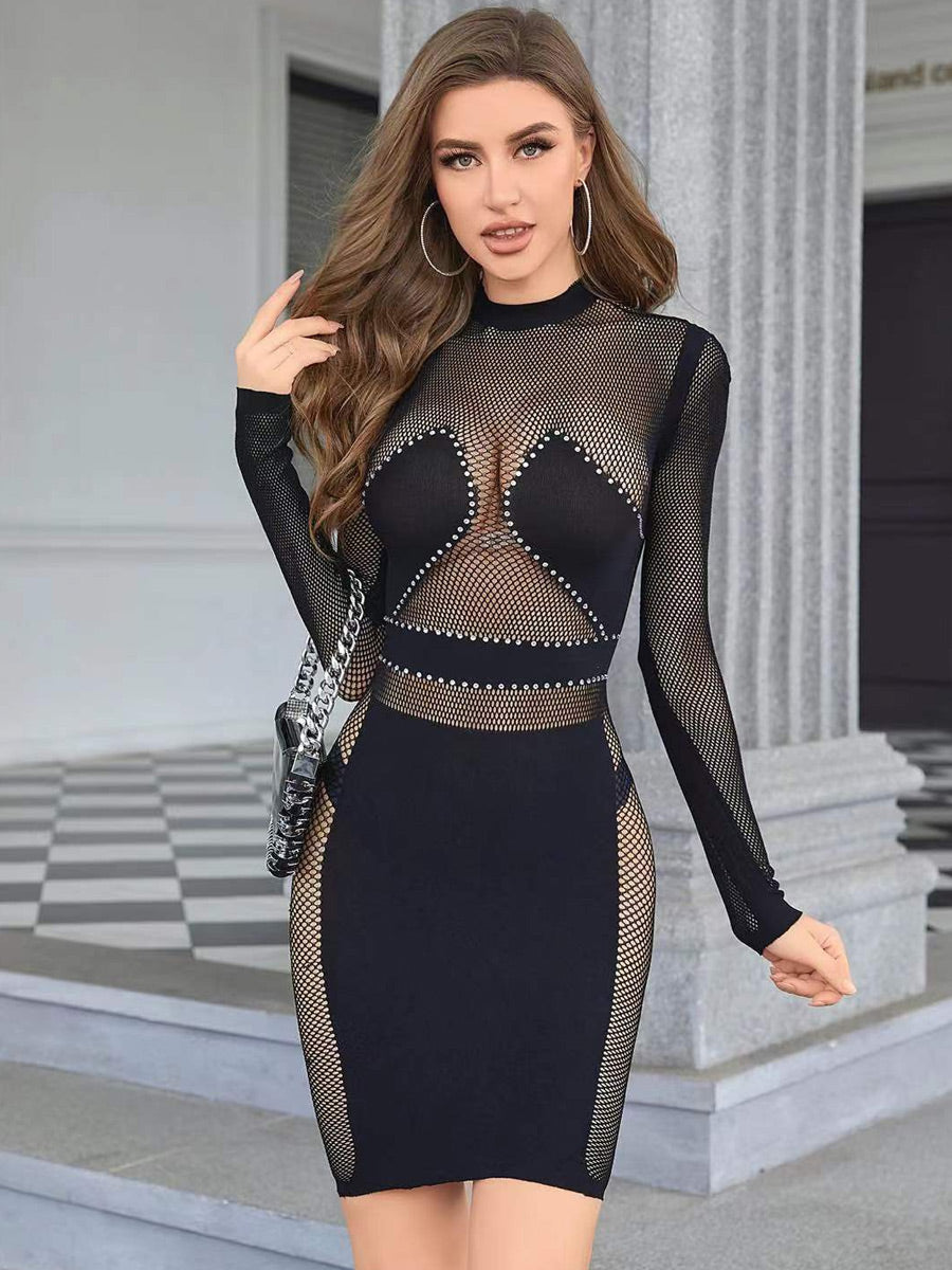 long mesh dress fishnet Black Fishnet Mesh Top,fishnet Dress,netted Women Tops ,go Go Dance Club Wear Rave,black Stretched Cover up Dress