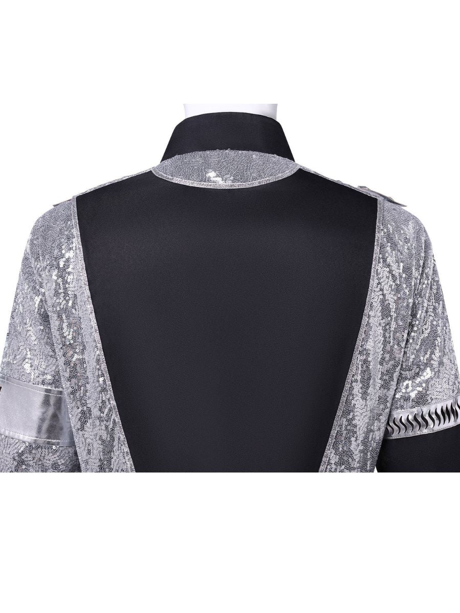 Michael Jackson Costume Black Sequin Pop Star Military Jacket with Gloves