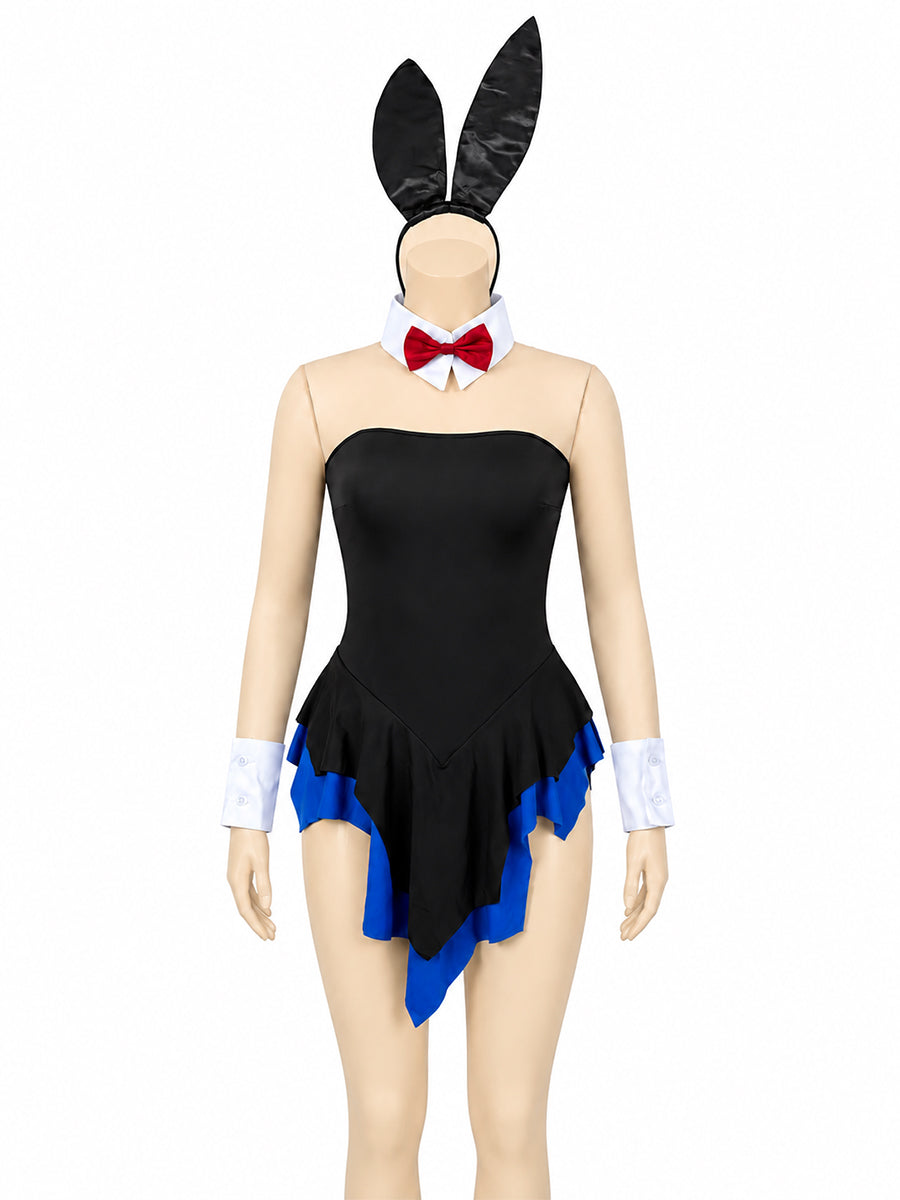 Sexy Bunny Girl Cosplay Lingerie Set Strapless Peplum Bodysuit with Rabbit Ears