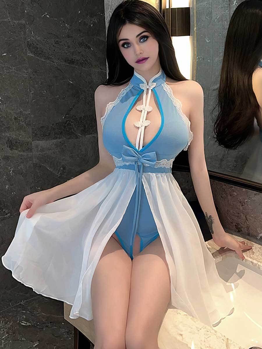 Chinese Style Crotchless Bodysuit