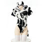 Sexy Cow Cosplay Lingerie Cow Exotic Dancer Outfit Furry Cow Print Onesie Hooded Bodysuit