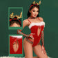 Sexy Elf Bodysuit Lingerie Adult Santa Claus Teddy Lingerie Costume 4 Piece Velvet Christmas Cosplay Outfits