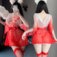 Sexy Kimono Lingerie Dress Japanese Anime Robes 3D Floal Sheer Mesh Cosplay Outfit