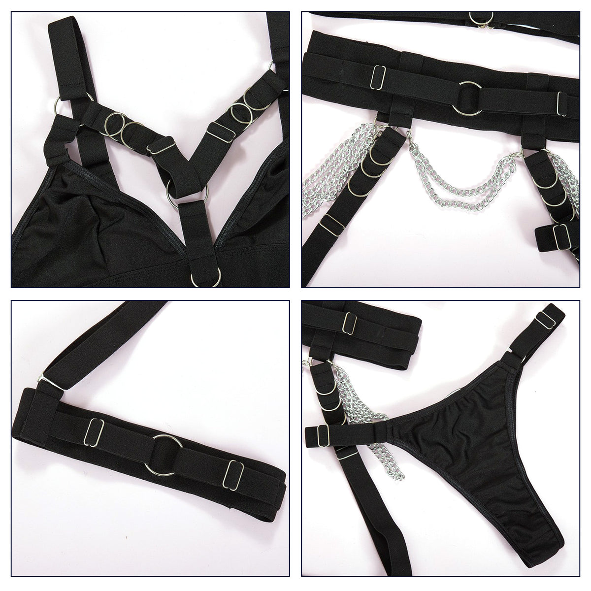 Yomorio Strappy Bralette Set | Sultry O-Ring Accents & Garter Belt YOMORIO Yomorio Strappy Bralette Set | Sultry O-Ring Accents & Garter Belt YOMORIO