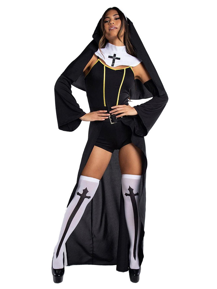 Nun Costume Bodysuit with Headpiece