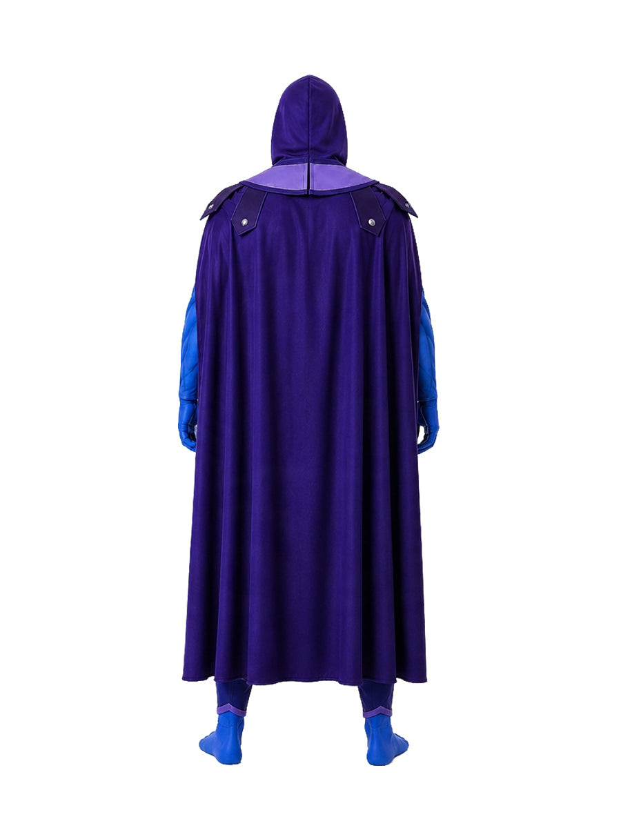 He Man Skeletor Costume Skull Villain Muscle Print Cosplay Jumpsuit and Hooded Cape