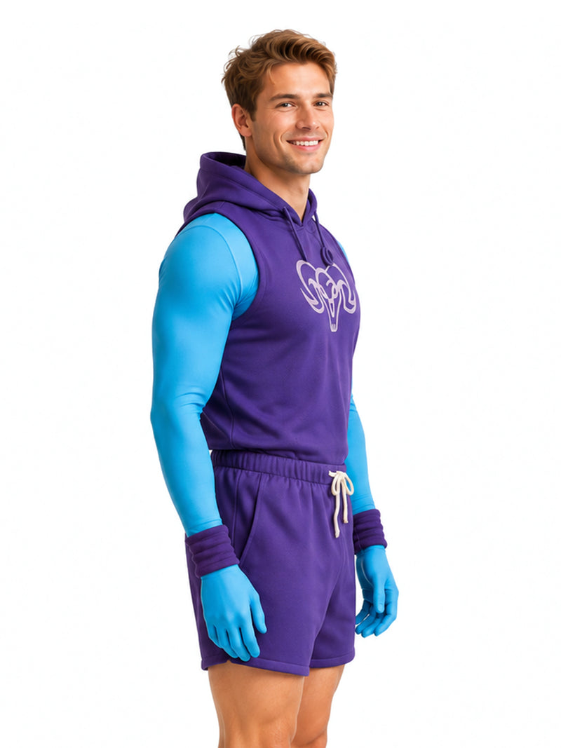 He Man Skeletor Costume Men's Skull Villain Workout Cosplay Outfit