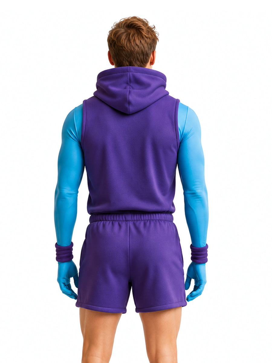 He Man Skeletor Costume Men's Skull Villain Workout Cosplay Outfit