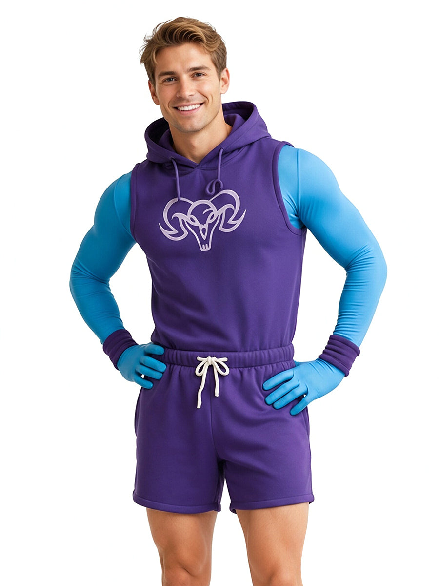 He Man Skeletor Costume Men's Skull Villain Workout Cosplay Outfit