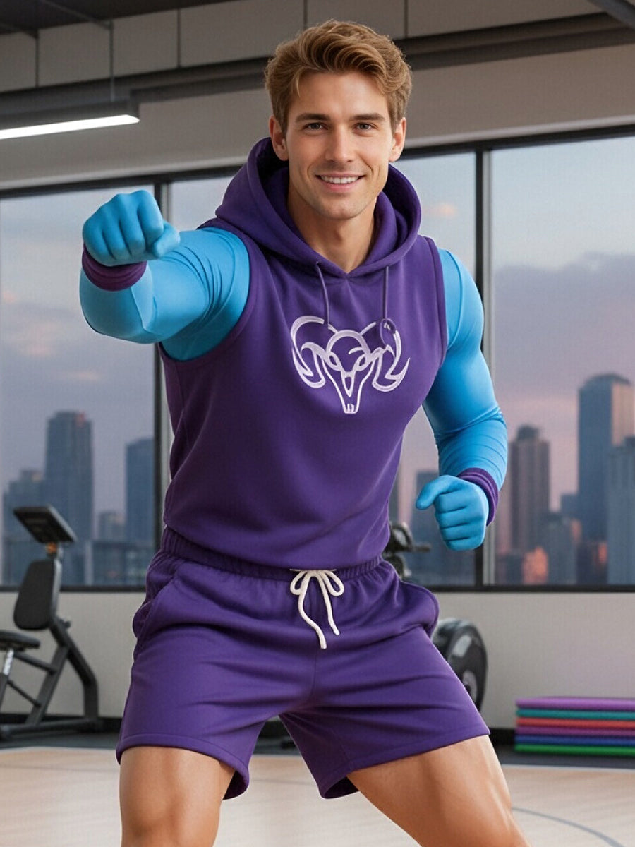 He Man Skeletor Costume Men's Skull Villain Workout Cosplay Outfit