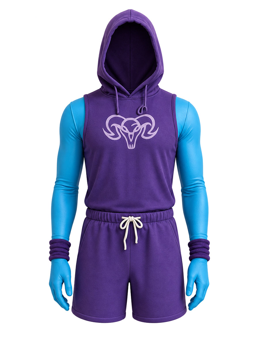He Man Skeletor Costume Men's Skull Villain Workout Cosplay Outfit