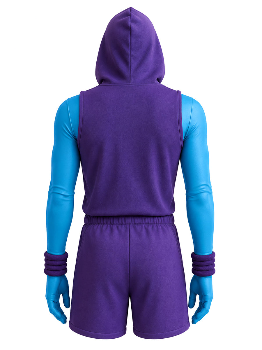 He Man Skeletor Costume Men's Skull Villain Workout Cosplay Outfit
