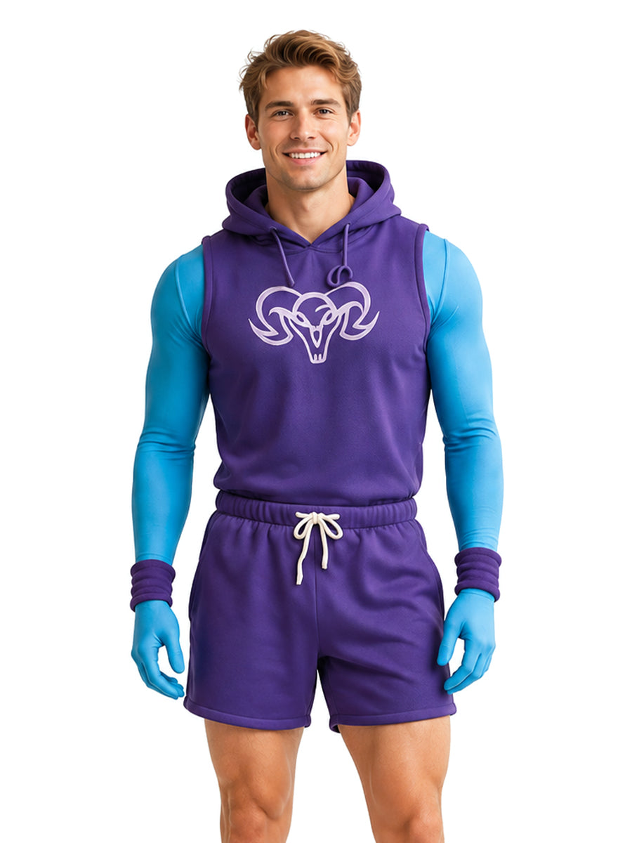 He Man Skeletor Costume Men's Skull Villain Workout Cosplay Outfit